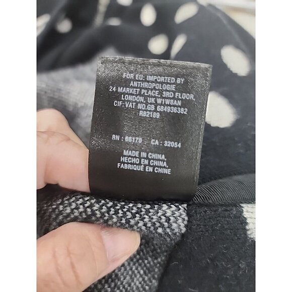 Anthropologie FIELD FLOWER HTF Black Polka Dot Wool Sweater Coat Dots Petite MP - Picture 10 of 12